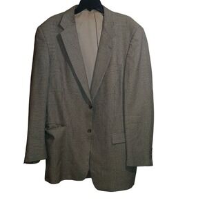 Hart Schaffner Marx Dillard's Mens Houndstooth Wool Blazer Sport Coat Tan Blue